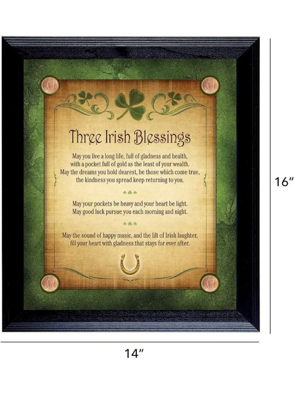 St. Patrick's Day Wall Art - Three Irish Blessings Frame with Lucky Pennies